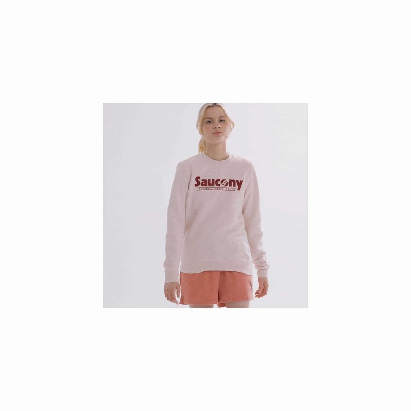 Rose Saucony Rested Crewneck Women's Sweatshirt | Philippines S54327-K28