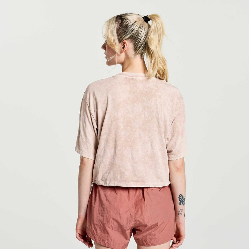 Rose Saucony Unwind Crop Short Sleeve Women's T Shirts | Philippines S15384-K87