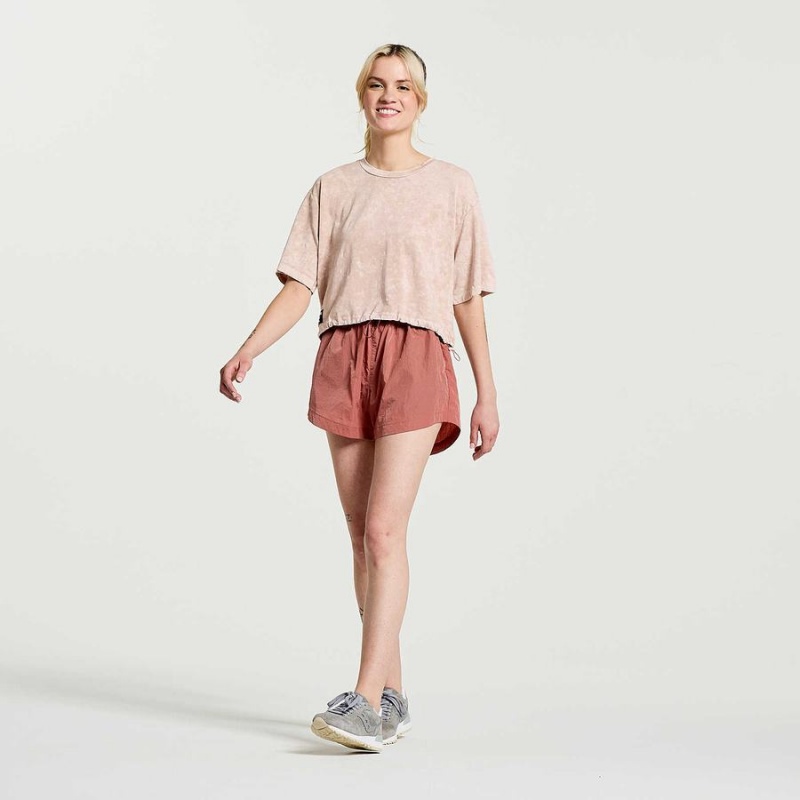 Rose Saucony Unwind Crop Short Sleeve Women's T Shirts | Philippines S15384-K87