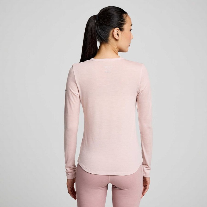 Smoke Heather Saucony Peregrine Merino Long Sleeve Women's T Shirts | Philippines S32761-S07