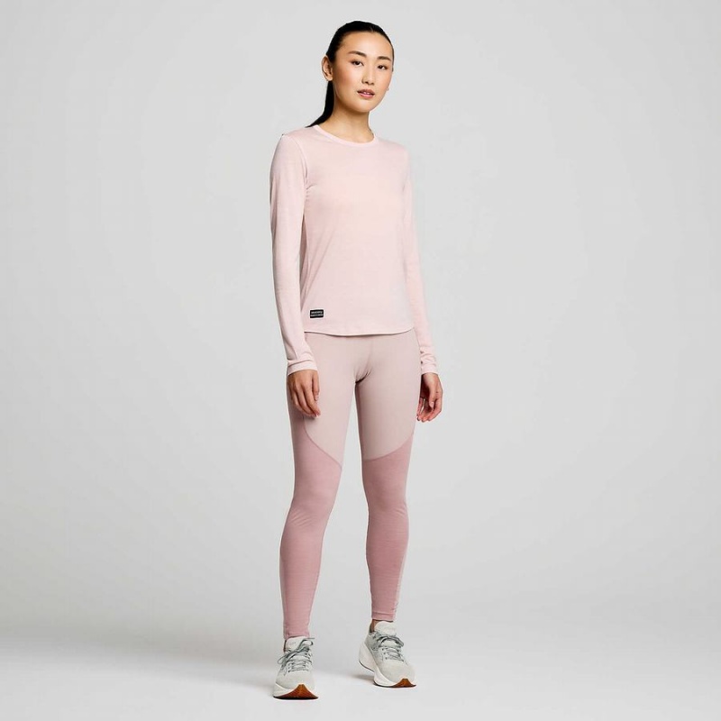 Smoke Heather Saucony Peregrine Merino Long Sleeve Women's T Shirts | Philippines S32761-S07