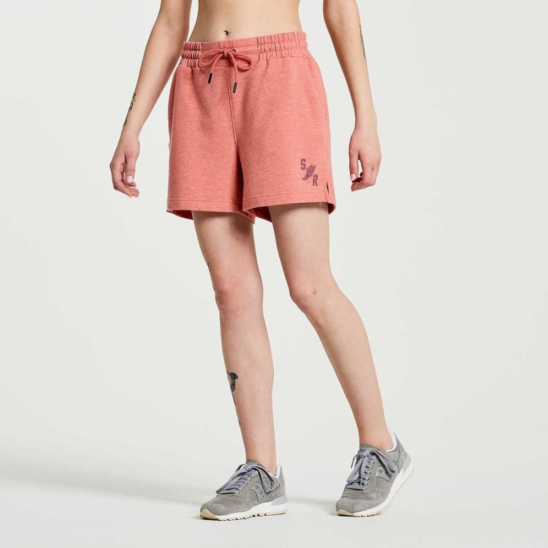 Soot Heather Graphic Saucony Rested Sweat Women's Shorts | Philippines S85972-J03