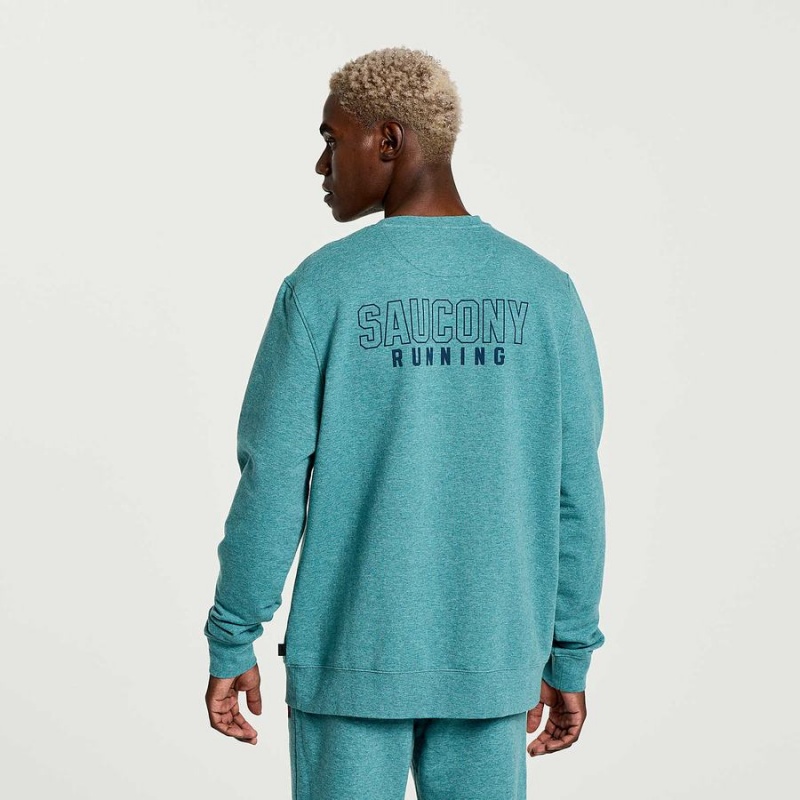 Turquoise Saucony Rested Crewneck Men's Sweatshirt | Philippines S25073-V64