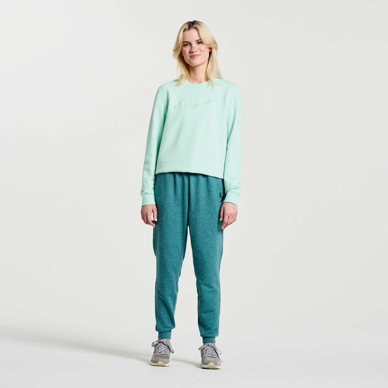 Turquoise Saucony Rested Crewneck Women's Sweatshirt | Philippines S64315-Q05