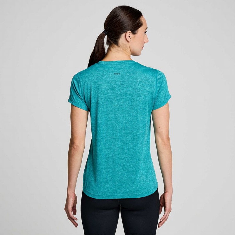 Turquoise Saucony Stopwatch Short Sleeve Women's T Shirts | Philippines S29186-A86