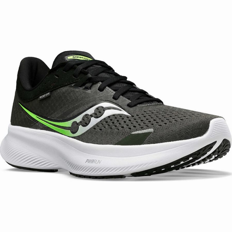 Umbra / Slime Saucony Ride 16 Men's Running Shoes | Philippines S74560-S21