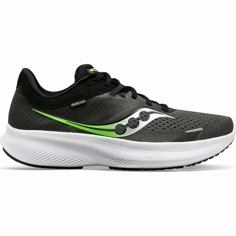 Umbra / Slime Saucony Ride 16 Men\'s Running Shoes | Philippines S74560-S21