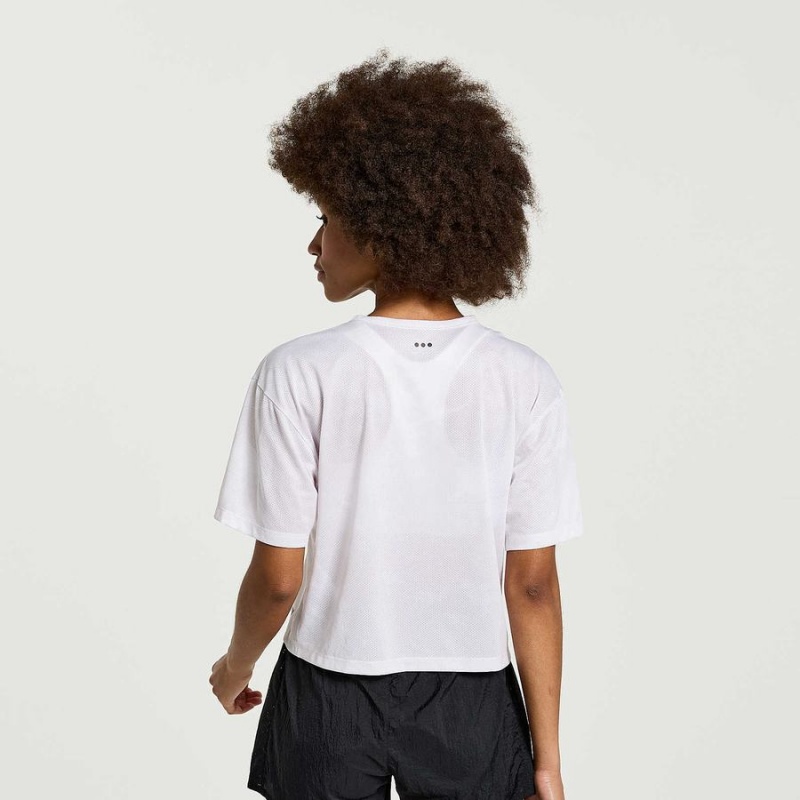 White Saucony Elevate Short Sleeve Women's T Shirts | Philippines S69130-T87