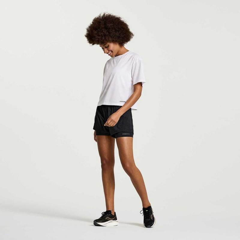 White Saucony Elevate Short Sleeve Women's T Shirts | Philippines S69130-T87