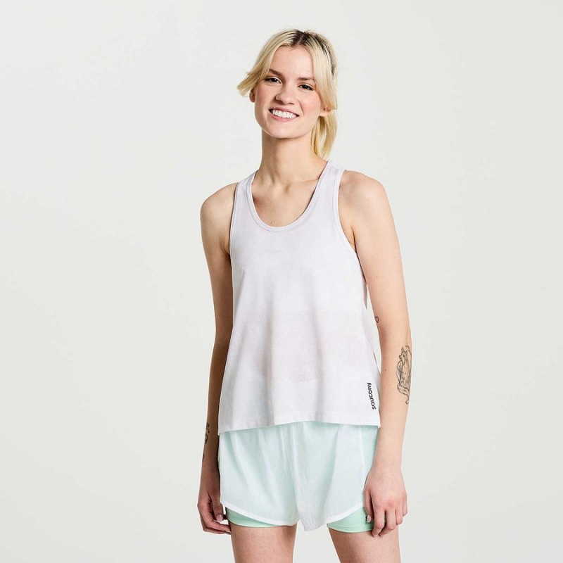 White Saucony Elevate Women\'s Tank Top | Philippines S84306-D04