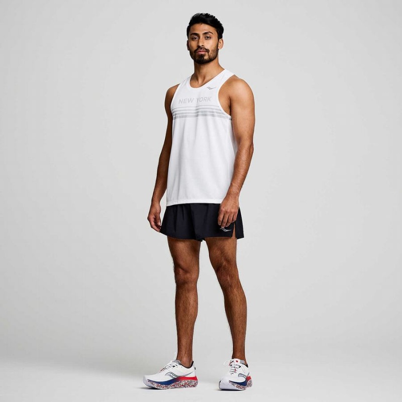 White Saucony New York Stopwatch Singlet Men's Tank Top | Philippines S68930-K65