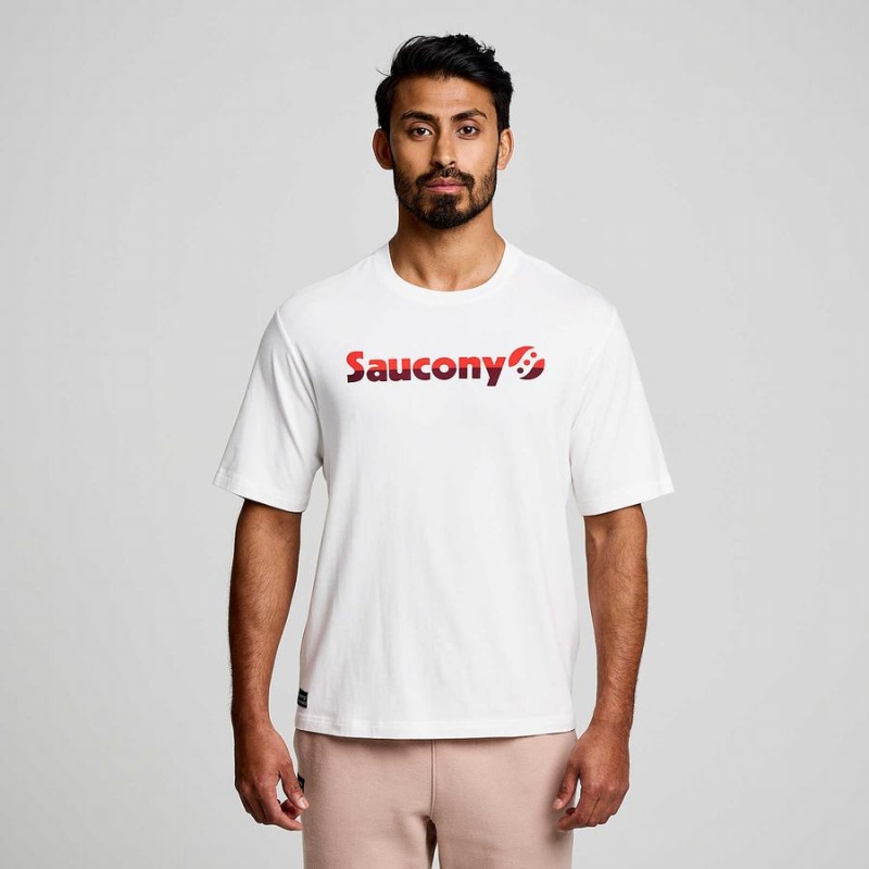 White Saucony Recovery Short Sleeve Men's T Shirts | Philippines S28170-A79