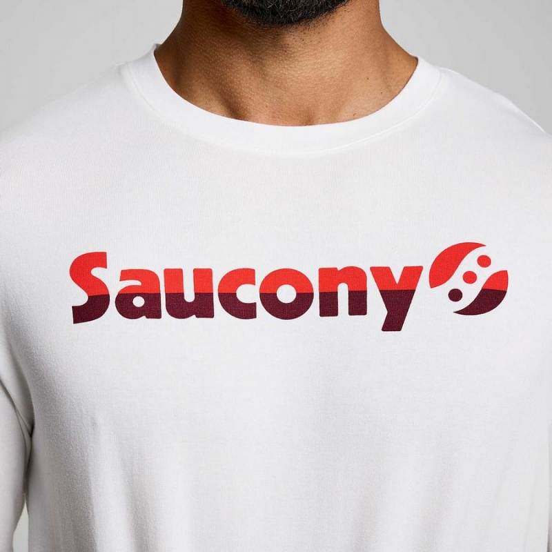 White Saucony Recovery Short Sleeve Men's T Shirts | Philippines S28170-A79