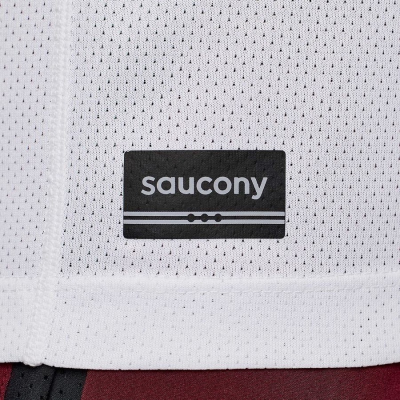 White Saucony Stopwatch Graphic Short Sleeve Men's T Shirts | Philippines S30625-L50