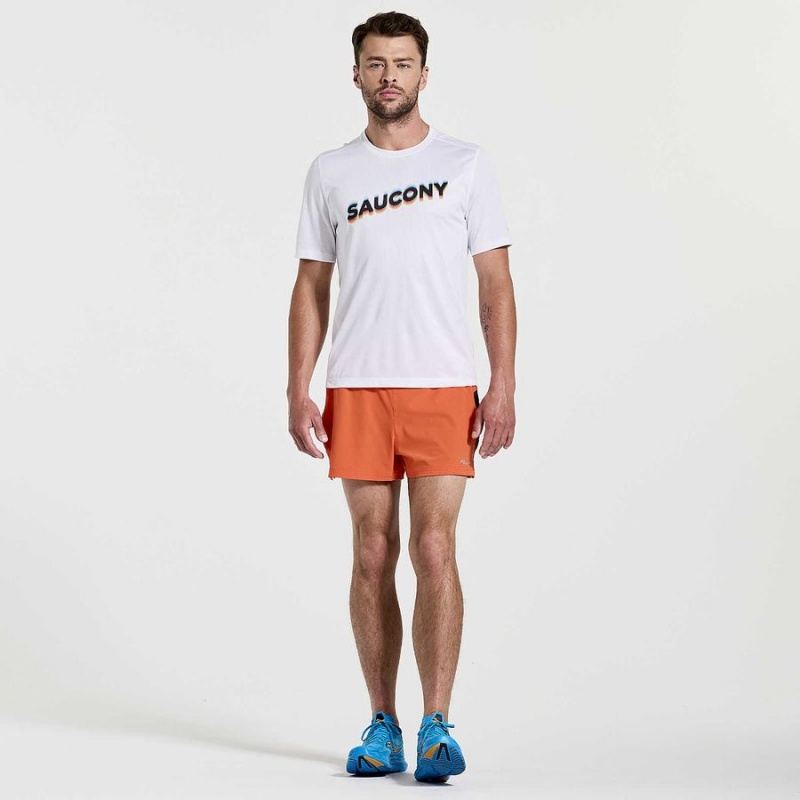 White Saucony Stopwatch Graphic Short Sleeve Men's T Shirts | Philippines S45970-Q08