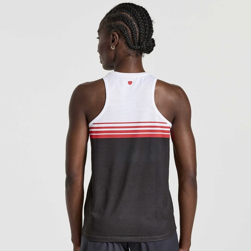 White / Black Saucony NYC Stopwatch Singlet Women's Tank Top | Philippines S23491-L48