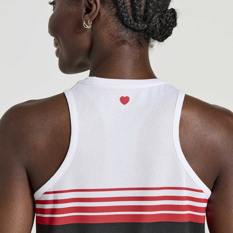 White / Black Saucony NYC Stopwatch Singlet Women's Tank Top | Philippines S23491-L48