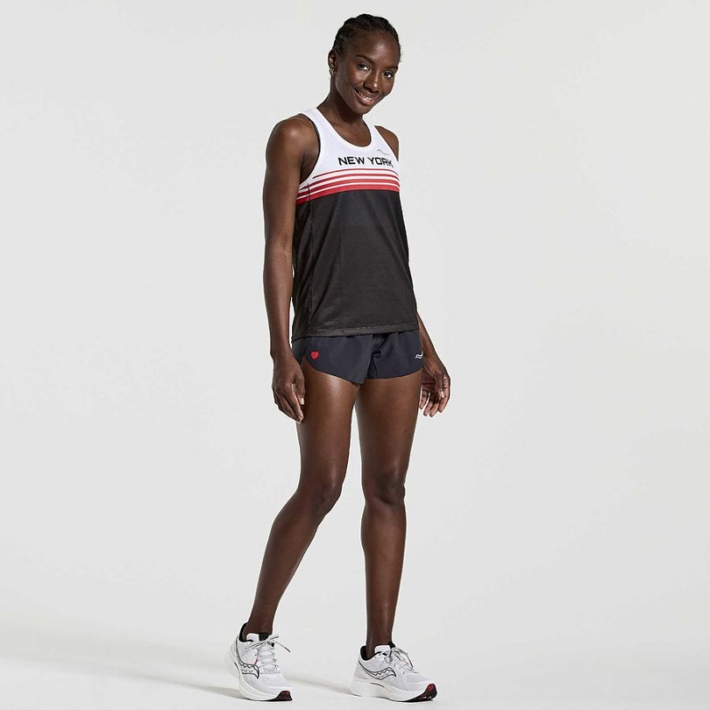 White / Black Saucony NYC Stopwatch Singlet Women's Tank Top | Philippines S23491-L48