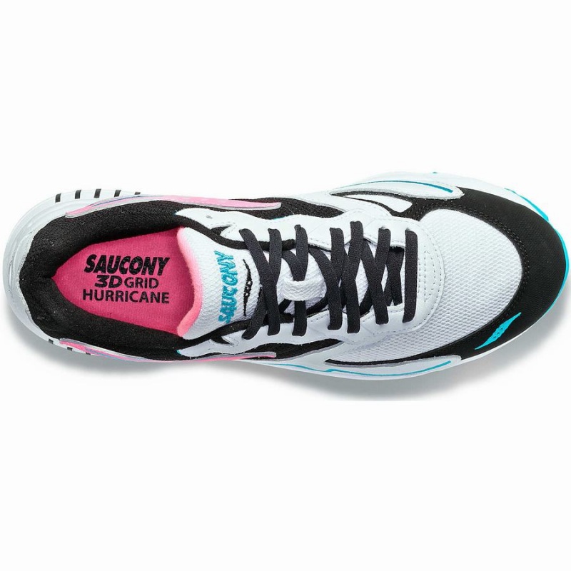 White / Black / Pink Saucony 3D Grid Hurricane Men's Sneakers | Philippines S49732-Q32