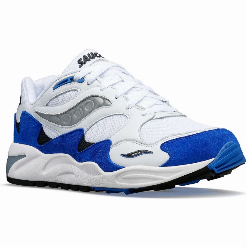 White / Blue Saucony Grid Shadow 2 Men's Sneakers | Philippines S31602-X18