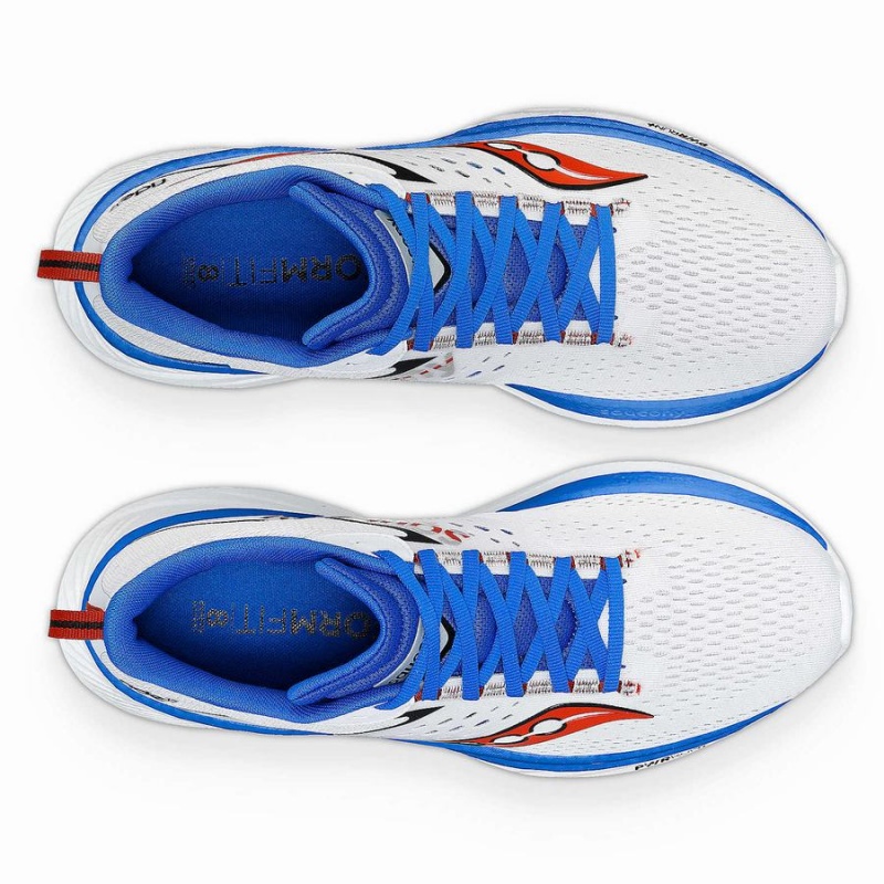 White / Deep Blue Saucony Ride 17 Men's Running Shoes | Philippines S13675-C12