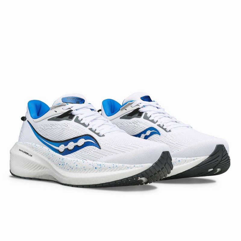 White / Deep Blue Saucony Triumph 21 Men's Running Shoes | Philippines S63987-N43