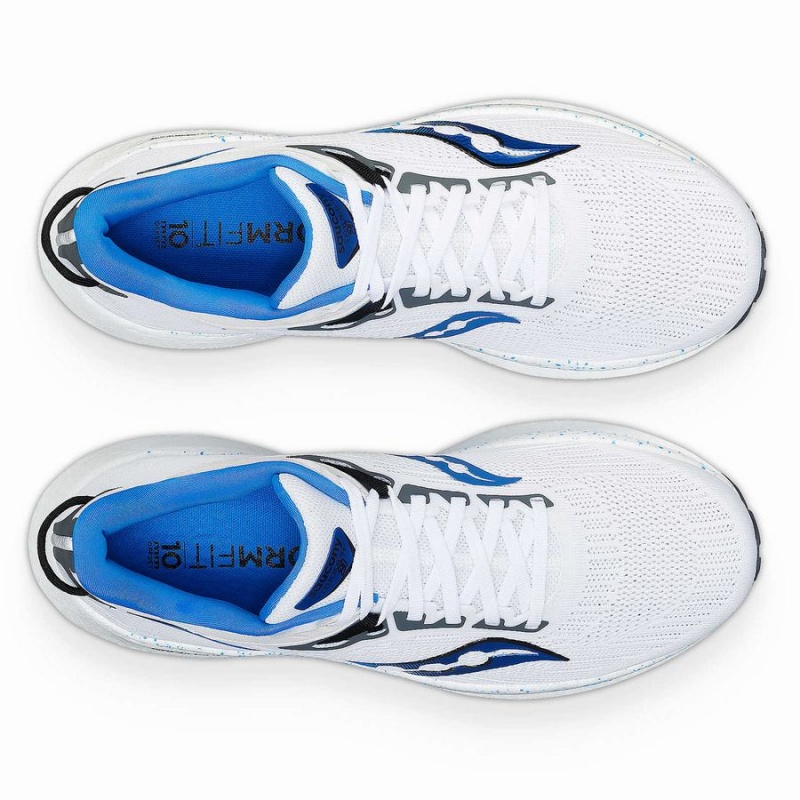 White / Deep Blue Saucony Triumph 21 Men's Running Shoes | Philippines S63987-N43