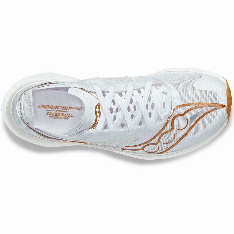 White / Gold Saucony Endorphin Elite Men's Running Shoes | Philippines S12397-K42