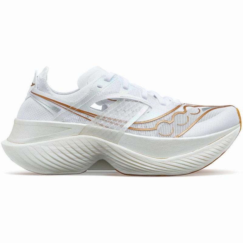 White / Gold Saucony Endorphin Elite Men\'s Running Shoes | Philippines S12397-K42