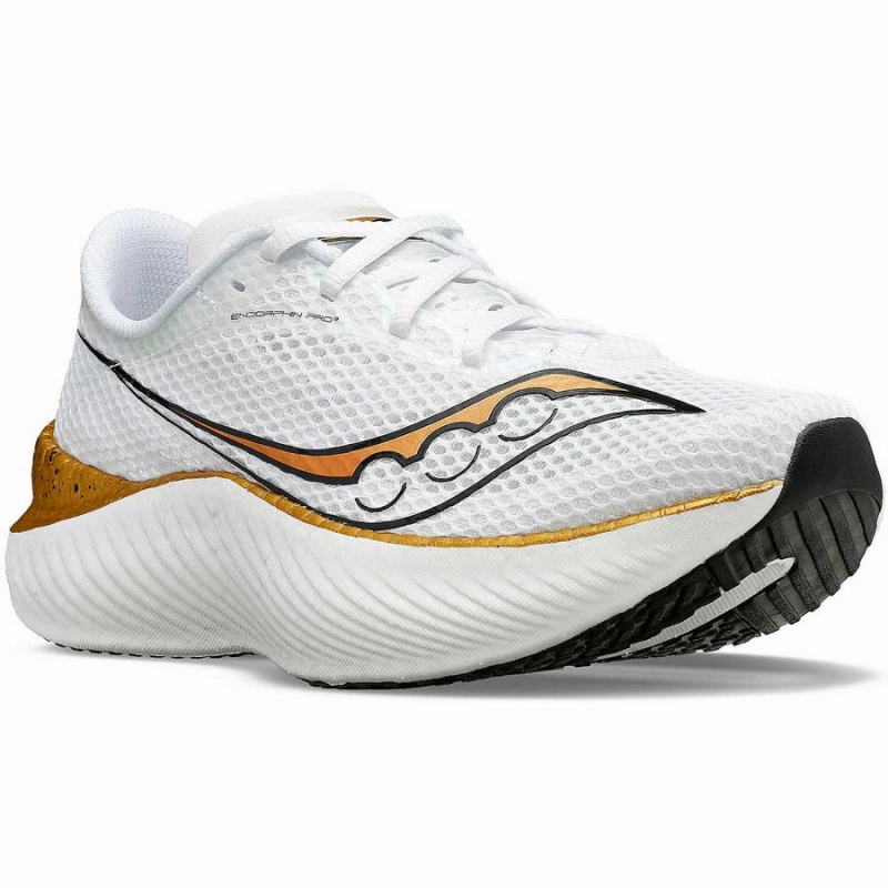 White / Gold Saucony Endorphin Pro 3 Men's Running Shoes | Philippines S90618-J18