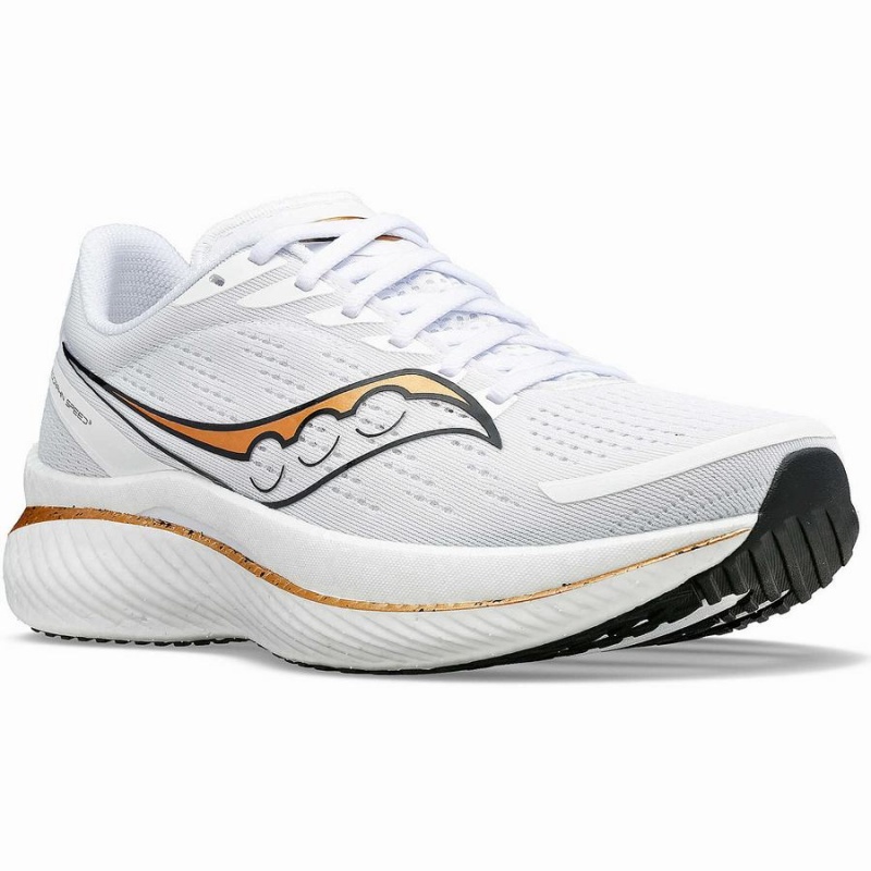 White / Gold Saucony Endorphin Speed 3 Men's Running Shoes | Philippines S76852-X62