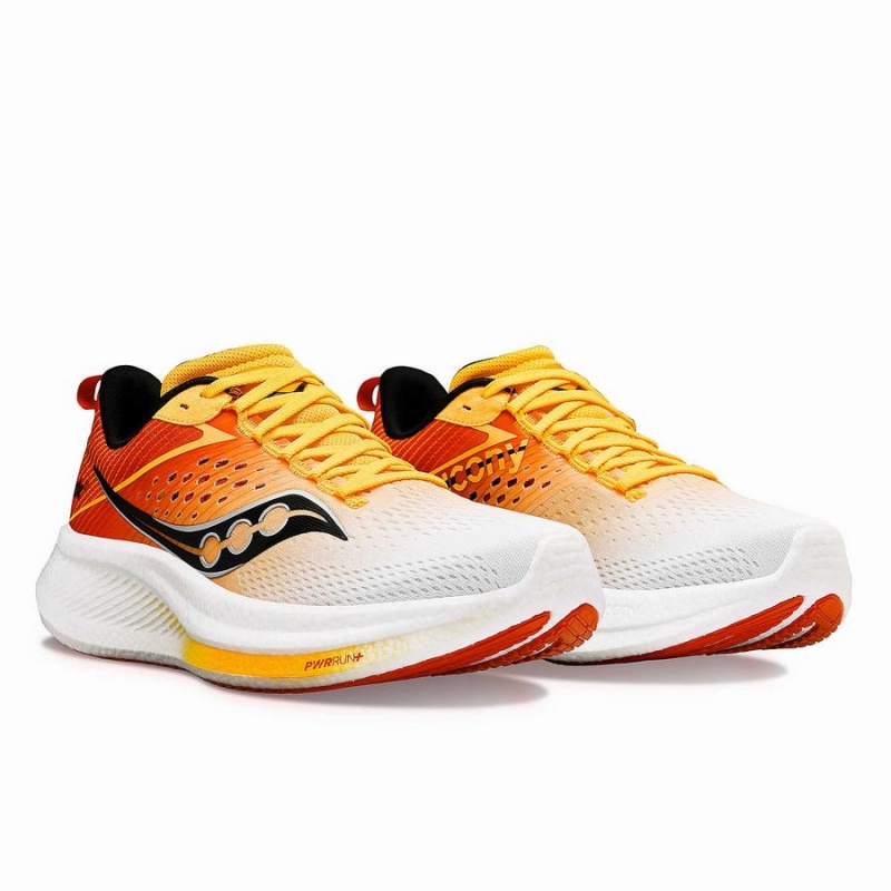 White / Gold Saucony Ride 17 Men's Running Shoes | Philippines S92451-X08