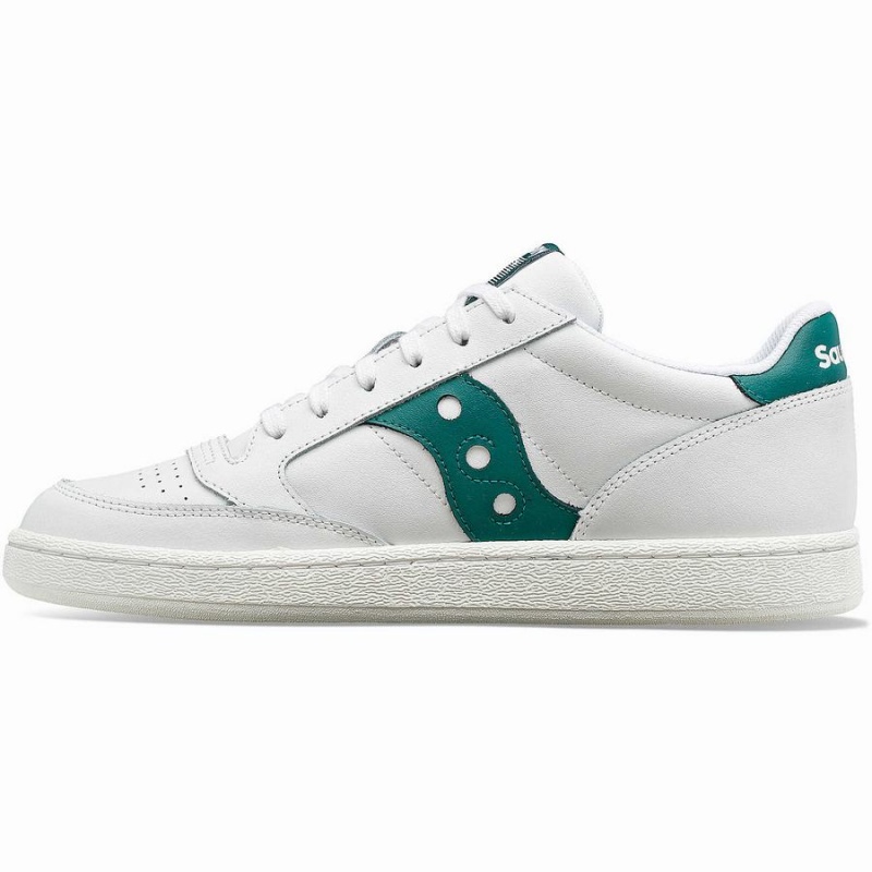 White / Green Saucony Jazz Court PU Men's Sneakers | Philippines S05684-A27