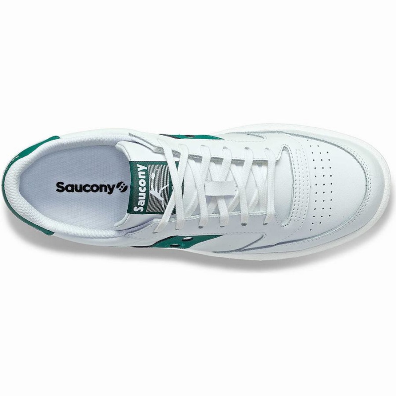 White / Green Saucony Jazz Court PU Men's Sneakers | Philippines S05684-A27