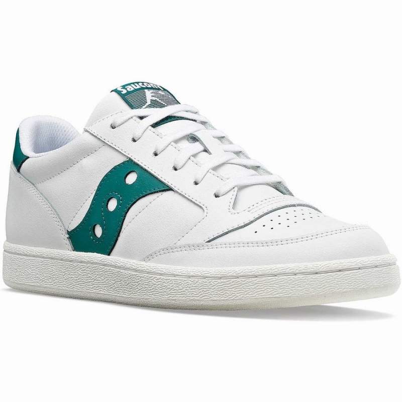 White / Green Saucony Jazz Court PU Men's Sneakers | Philippines S05684-A27