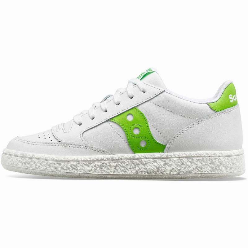 White / Green Saucony Jazz Court PU Women's Sneakers | Philippines S80172-U69