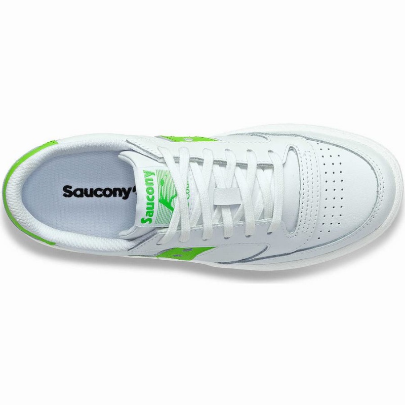 White / Green Saucony Jazz Court PU Women's Sneakers | Philippines S80172-U69