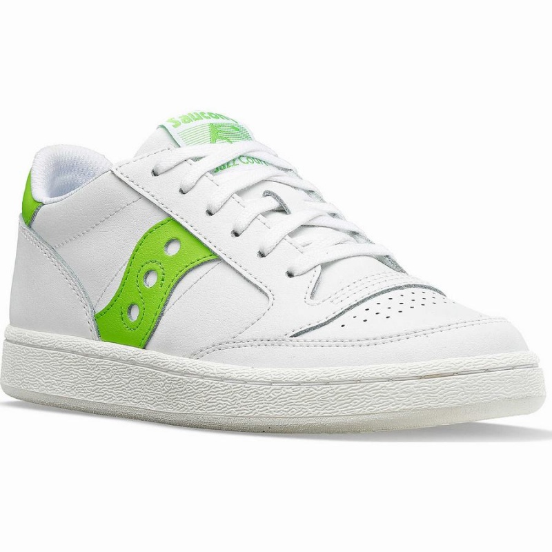 White / Green Saucony Jazz Court PU Women's Sneakers | Philippines S80172-U69