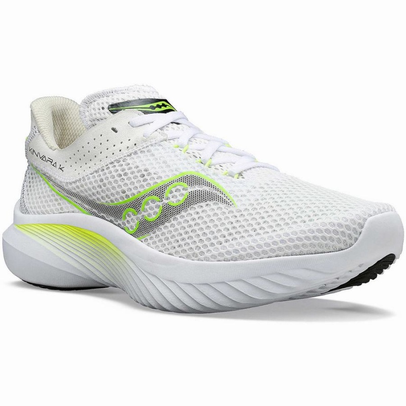 White / Green Saucony Kinvara 14 Men's Running Shoes | Philippines S81320-W01