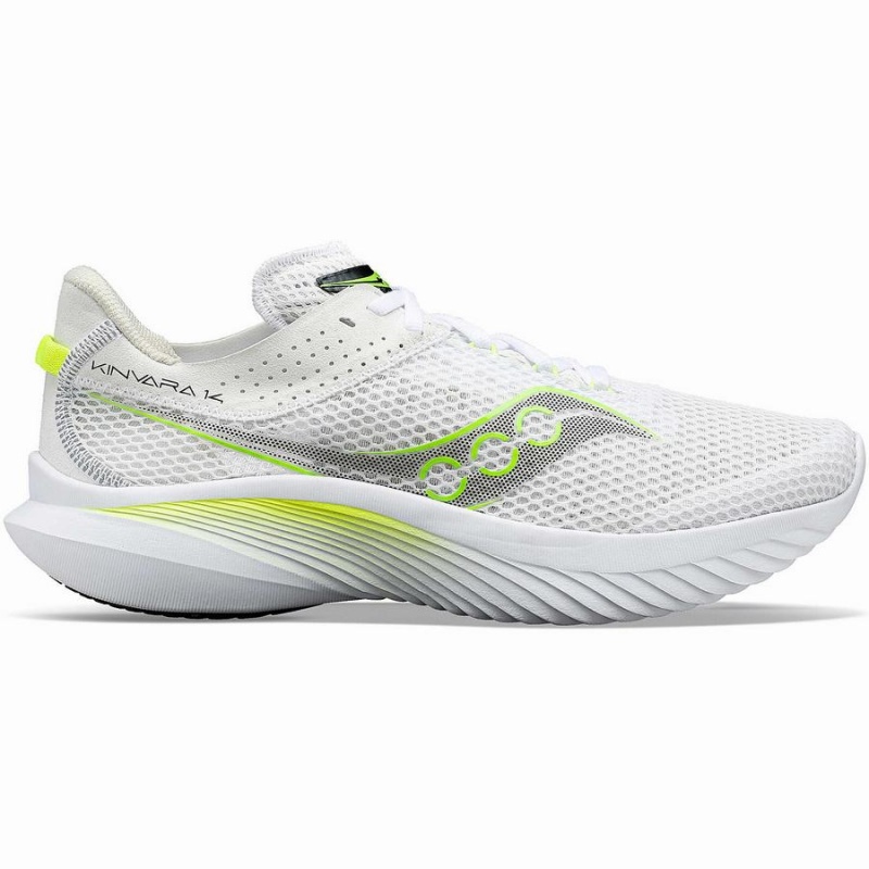 White / Green Saucony Kinvara 14 Men\'s Running Shoes | Philippines S81320-W01