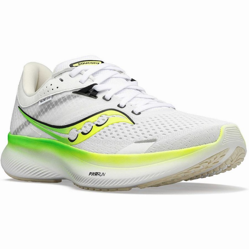 White / Green Saucony Ride 16 Men's Running Shoes | Philippines S98476-X17