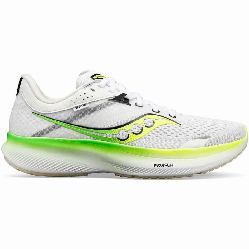 White / Green Saucony Ride 16 Men\'s Running Shoes | Philippines S98476-X17