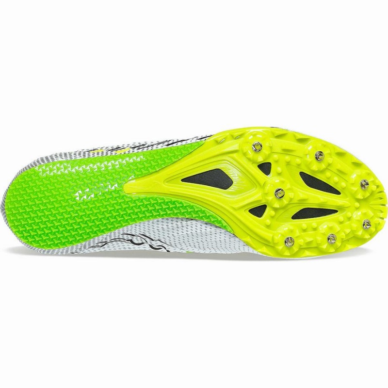 White / Green Saucony Spitfire 5 Men's Track Spikes | Philippines S98742-P72