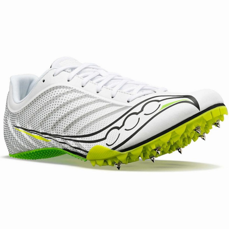 White / Green Saucony Spitfire 5 Men's Track Spikes | Philippines S98742-P72