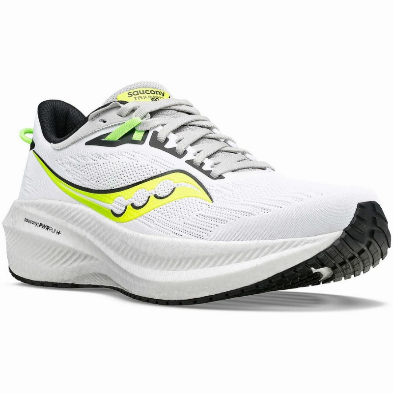 White / Green Saucony Triumph 21 Men's Running Shoes | Philippines S10946-B69