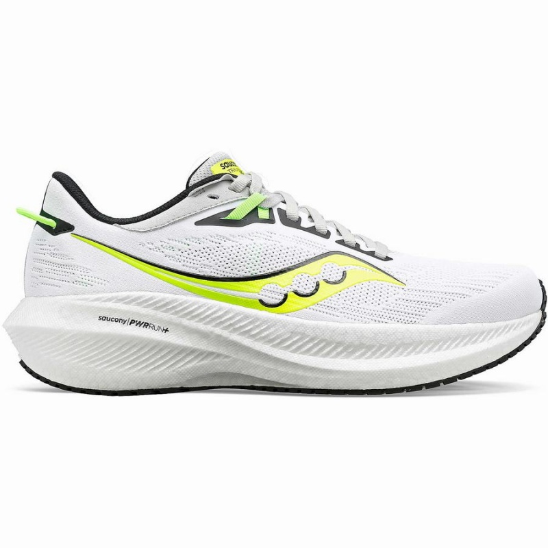 White / Green Saucony Triumph 21 Men\'s Running Shoes | Philippines S10946-B69