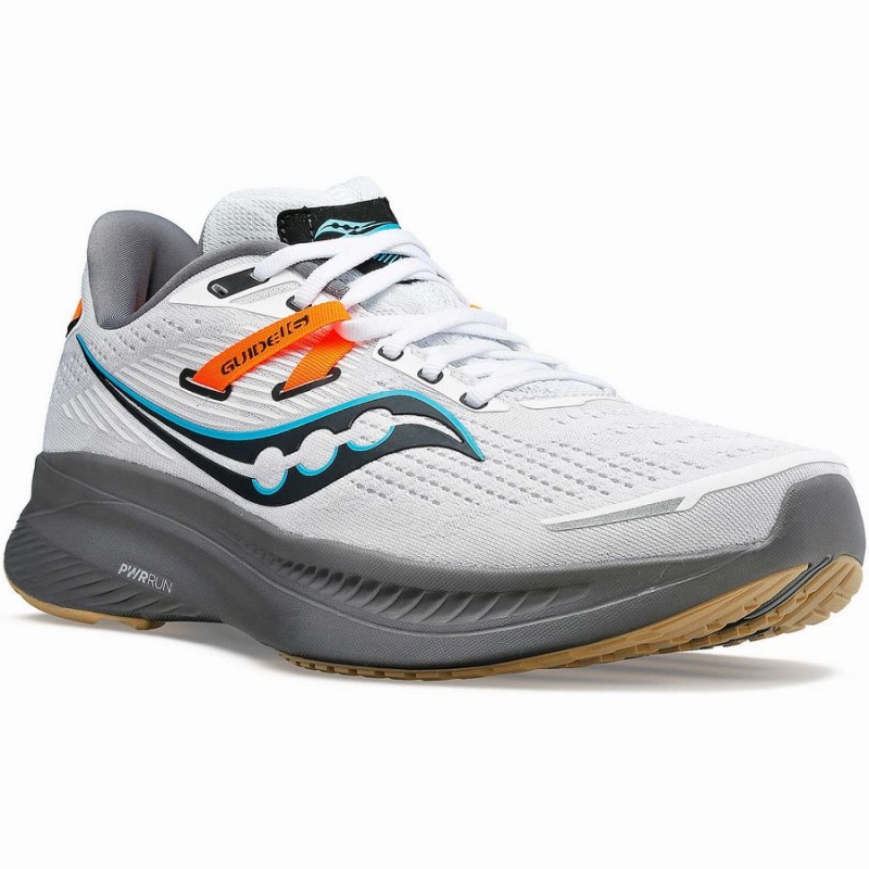 White / Grey Saucony Guide 16 Men's Running Shoes | Philippines S64215-N92