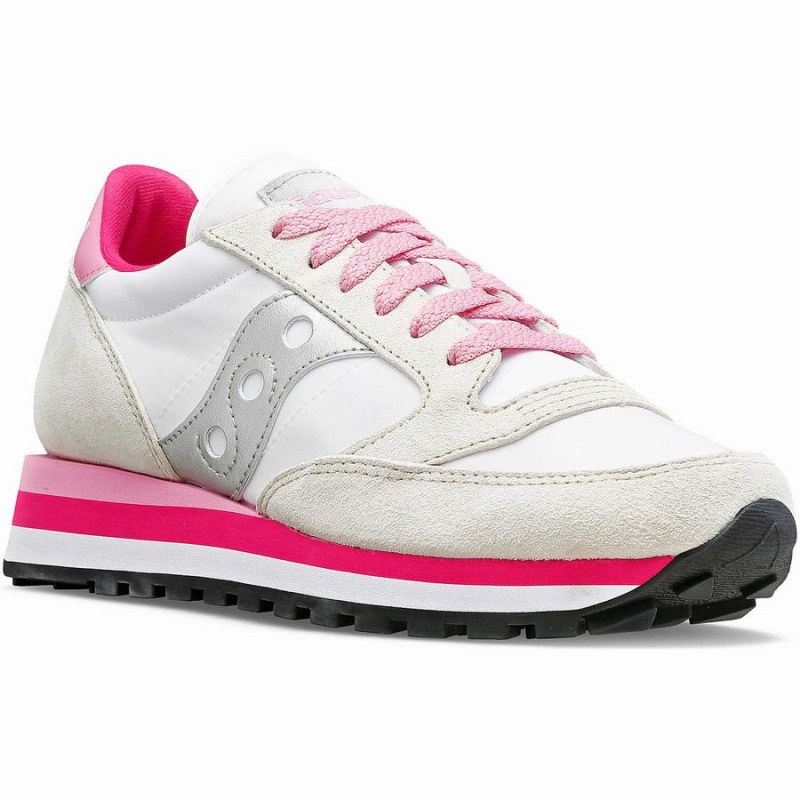 White / Grey / Pink Saucony Jazz Triple Women's Sneakers | Philippines S87624-B36