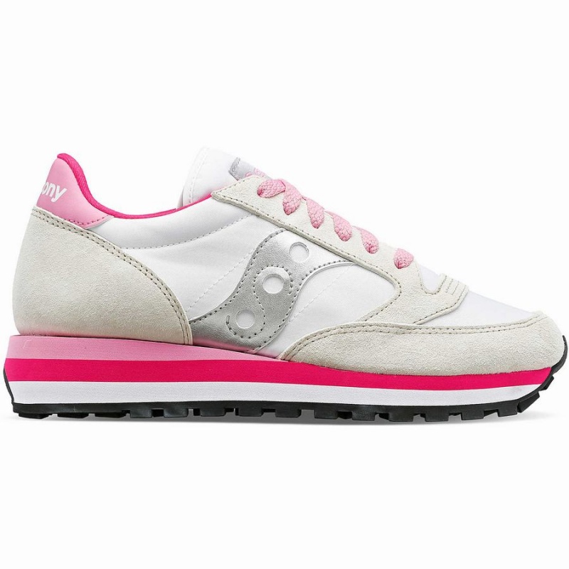 White / Grey / Pink Saucony Jazz Triple Women\'s Sneakers | Philippines S87624-B36