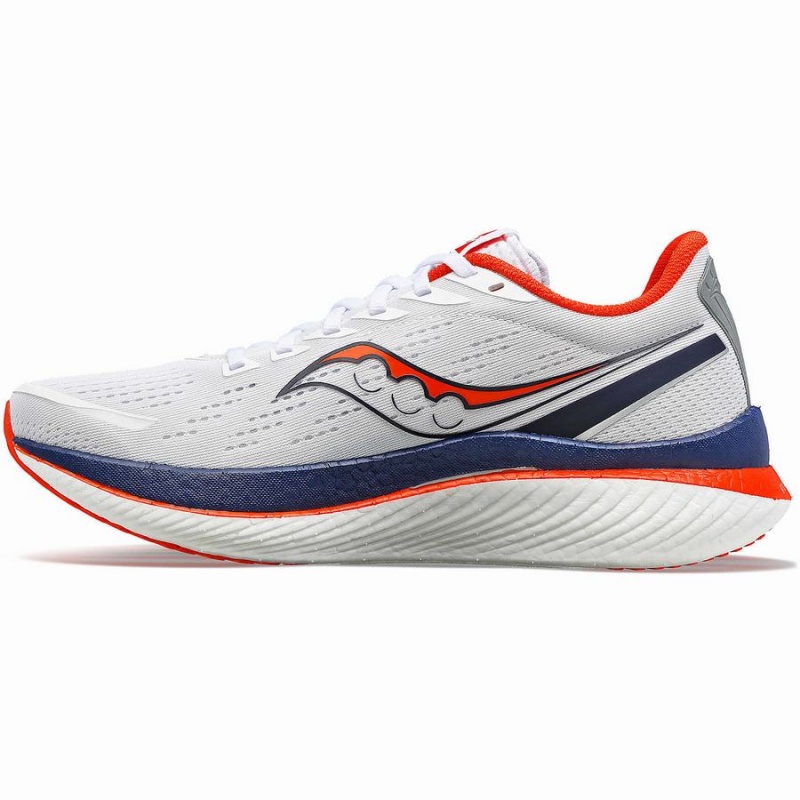 White / Navy Saucony Boston Endorphin Speed 3 Men's Running Shoes | Philippines S38561-A76